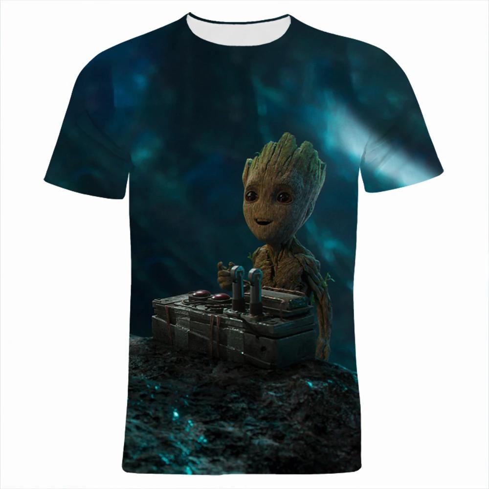 2026 Galaxy Guardians Groot T-shirt Children's Cartoon Anime 3D Fashion T-shirt Top Clothing Anime Clothing