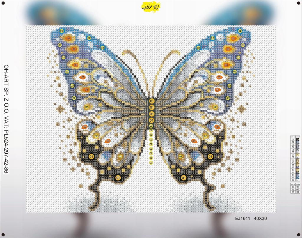 Haft diamentowy z ramą mozaika 5d 30x40 obraz motyl diamond painting ohart!