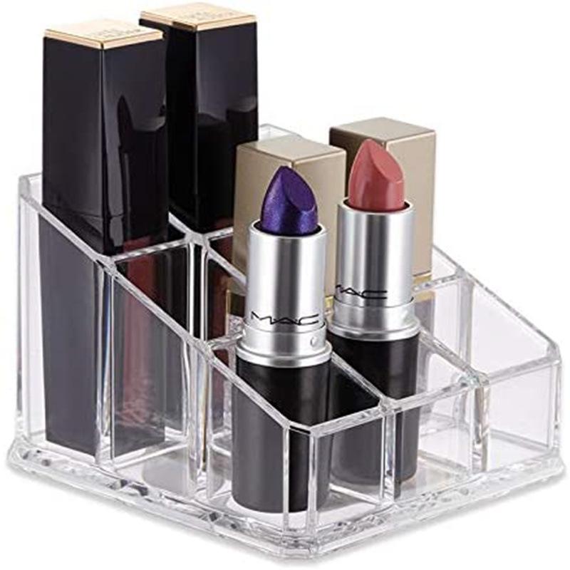 1PC 9-grid Lipstick Storage Box Desktop Transparent Lip Gloss Storage Box Display Rack Minimalist Lipstick Rack
