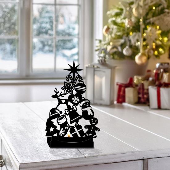 Christmas Shadow Candle Holder Funny Metal Tree Shaped Shadow Candle Stand Tabletop Decorative Tea Light Holder