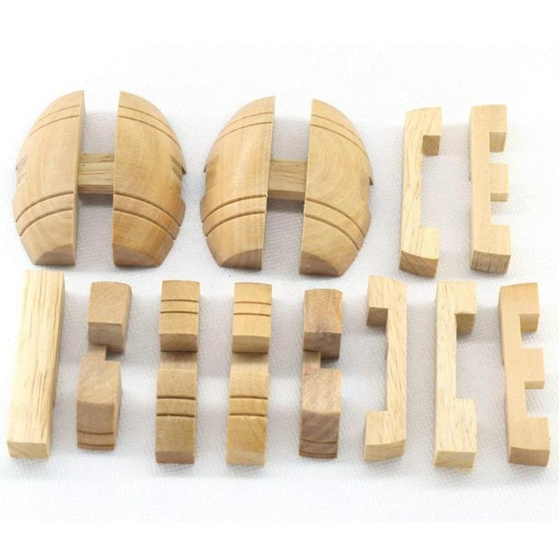 Classic Barrel Puzzle Wooden Interlocking Assembly 3D Brain Teasers for Adults Kids Unique IQ Logic Training Educational Toys