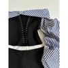 2000s Sweet Hot Girl Sexy Suit Women Autumn Striped Bubble Sleeve Off Shoulder Top Low Waist Shorts Two Piece Set Female Clothes