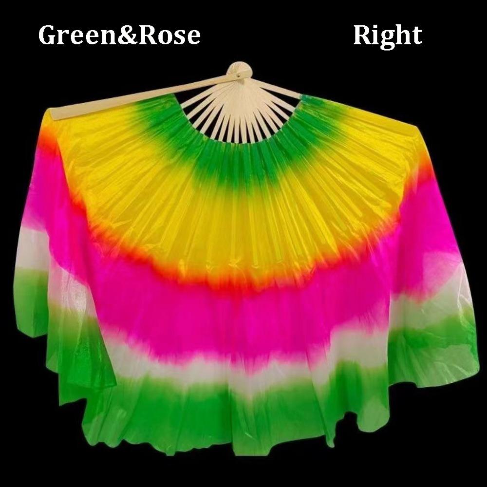 45cm Half Circle Silk Kids Children Bamboo Fans Hand Dye Adults Fan Veil Pairs Yangko Dance Tools