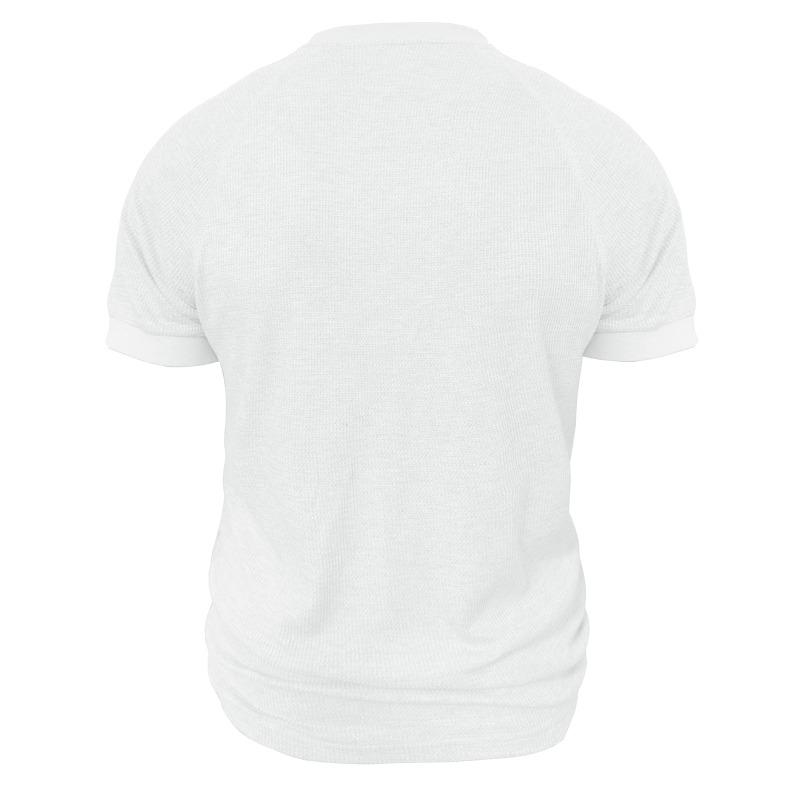 Men White Waffle Knit Crew Neck Short Sleeve T-Shirt Casual Solid Top