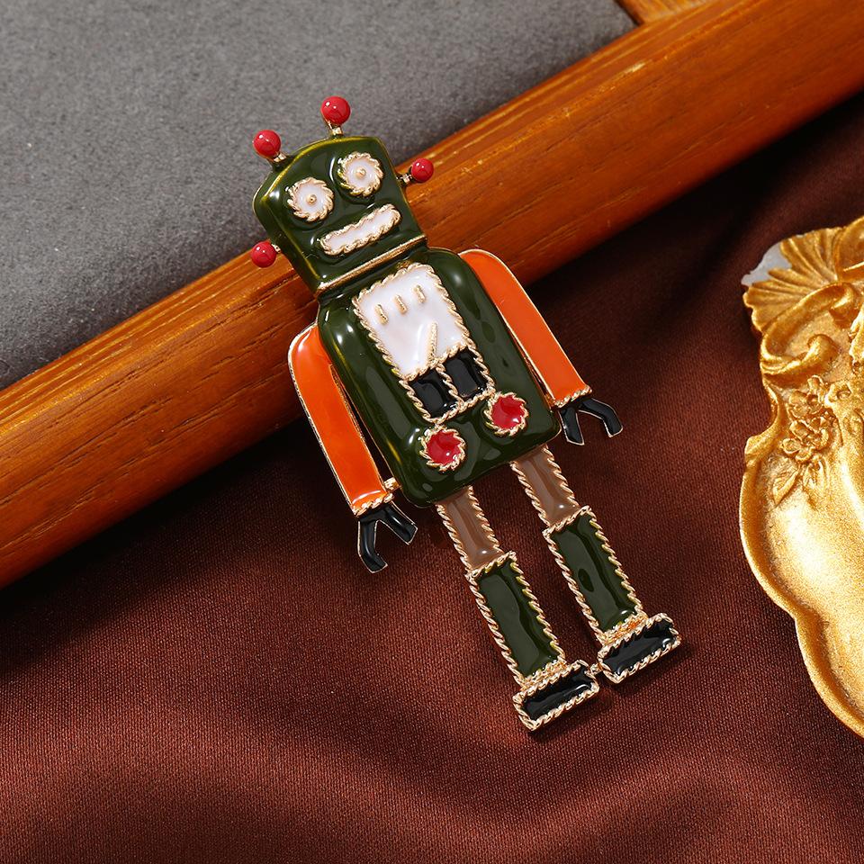 Original Personality Retro Robot Brooch Men'S Nostalgic Jacket Dress Pin Student Bag Buckle