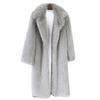 European & American Women's Winter Faux Fur Long Coat with Suit Collar