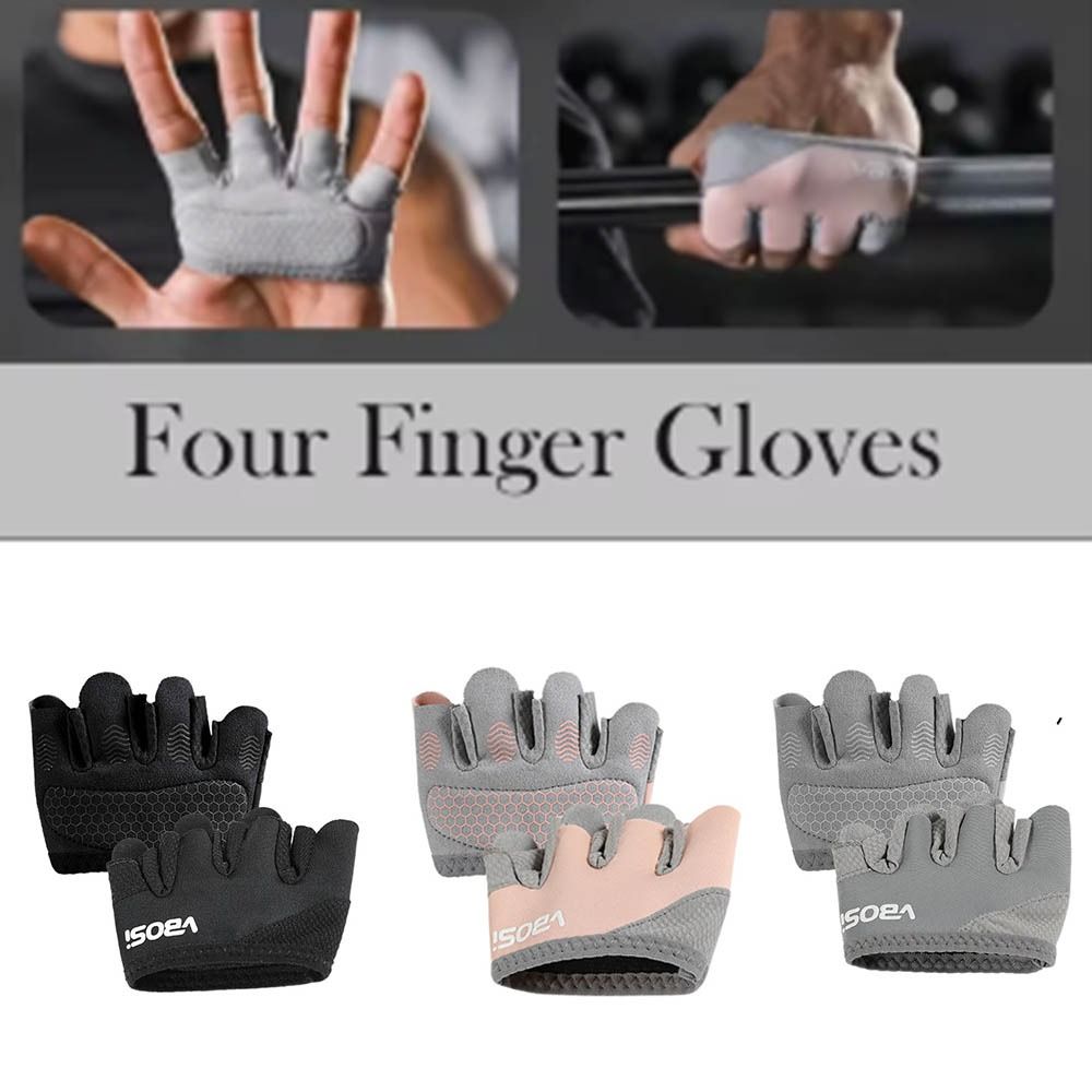 1Pair Breathable Anti-Slip Workout Gloves Four Finger Hand Palm Protector Heavy Duty Accessory