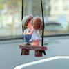 Anime Car Accessories Cute Couple on Swing Car Accessories Interior Romantic Couple Rearview Mirror Swing Pendant Ornament Gift