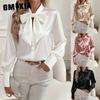 Moda Donna Casual Stampa Tinta Unita Manica Lunga Collo Polo Camicie & Bluse