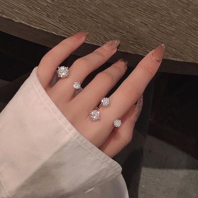 Cold Wind Diamond-Set Zircon Asymmetric Niche Design Feeling Opening High-End Feeling Ring Female Index Finger Ring