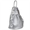 Elegant Women's Leather Backpack In Silver Metallic Vera Pelle