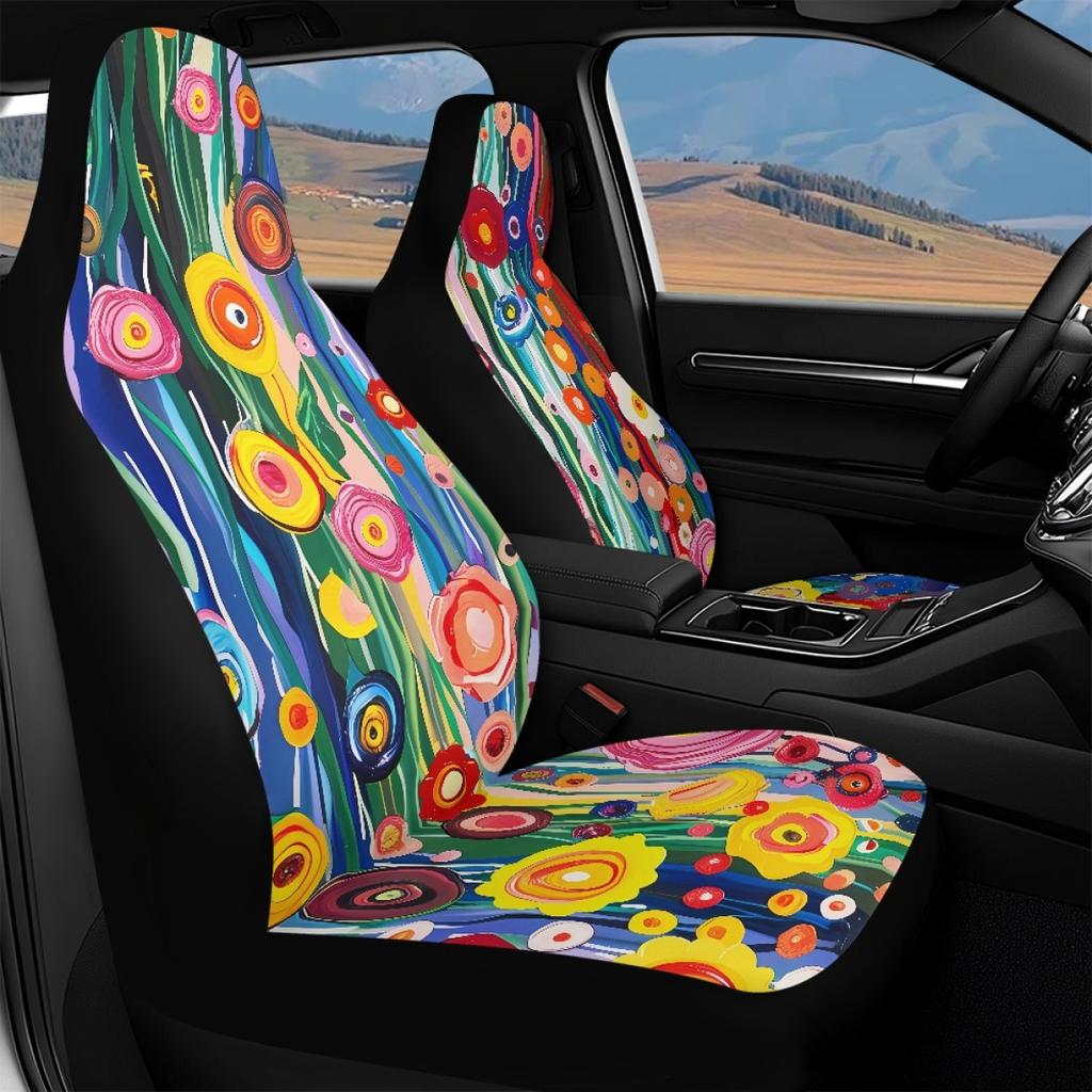 Universal Waterproof Auto Seat Covers Digital Abstract Print Airbag Compatible Front Rear Seat Covers Non-Slip Durable Interior Protectors
