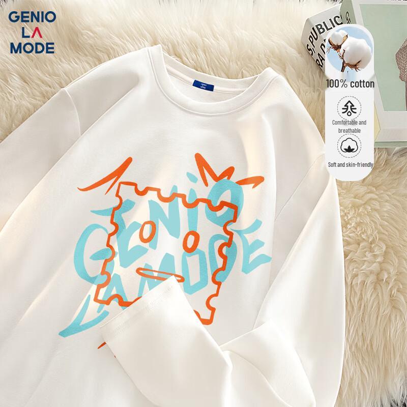 GENIOLAMODE Men s Heavyweight Cotton Graphic Long Sleeve T-Shirt 2XL