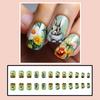 Easter Theme Green Square Fake Nails Reusable Long Lasting Press On Nails for Working Dating or Partying