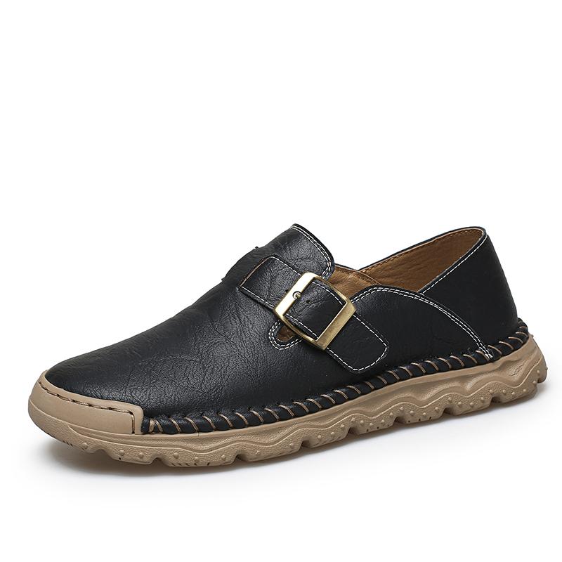Men's Casual Leather Sneakers Handmade Outdoor Low-top Shoes