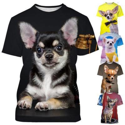 Nouveau T-shirt d'été à la mode Animal Chien Chihuahua Imprimé 3d Homme Femme Enfant Street Décontracté Hauts Respirant Léger