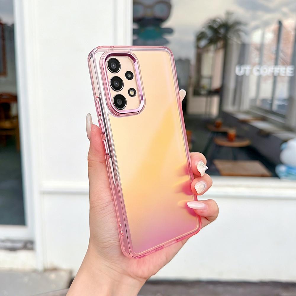 KEYSION Fashion Laser Gradient Colorful Phone Case for Samsung A53 5G A52S 5G TPU+PC Shockproof Back Cover for Galaxy A13 4G 5G