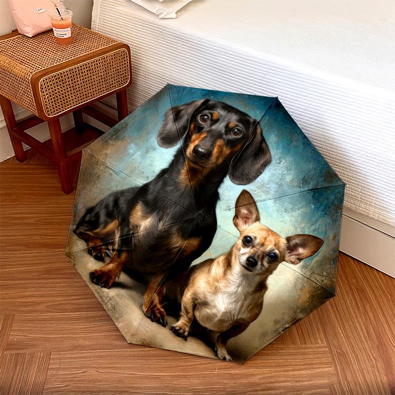 1 PC Automatic Folding Umbrella - Dogs Pattern, Portable & Foldable Design with 8 Ribs, Christmas Birthday Gifts