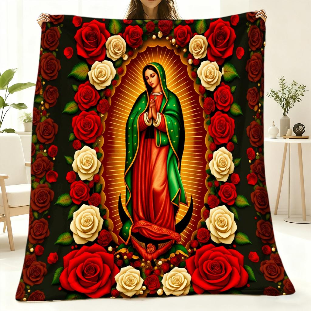 Immaculate Heart of Mary Print Decorative Throw Blanket for Sofa, Bed, Home Decor, Office, Travel, and Unique Gift