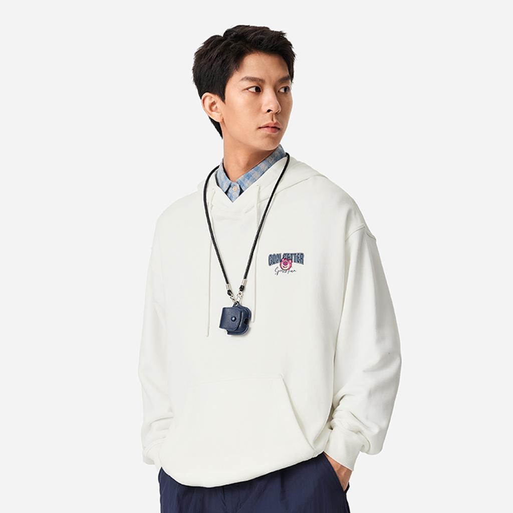 Li Ning Disney Collaboration Pixar Strawberry Bear Series Cartoon Letter Hooded Comfortable Breathable Loose Sweatshirt Unisex Sweatshirt AWDU431-4