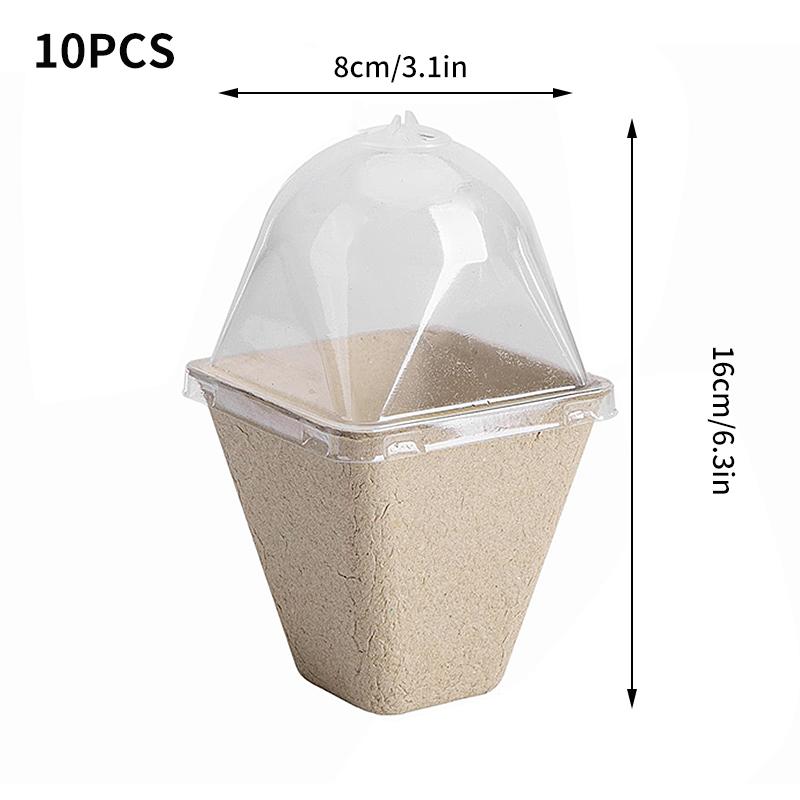 10KS Hrnek na sazenice s víkem Ovoce Zelenina Klíčení semen Hrnek do školky Hrnce na pěstování sazenic Biologicky odbouratelné Jednorázové
