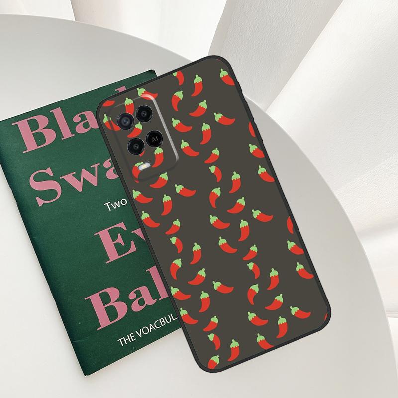 Red Chilli Pepper Pattern Case For Oppo A96 A76 A16 A15 A17 A52 A72 A54S A57S A58 A78 A98 A57 A77 A54 A74 A94 Cover