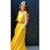 Summer French Niche Yellow Lapel Sleeveless Shirt Yellow Dress Fashion Temperament Waist Dress