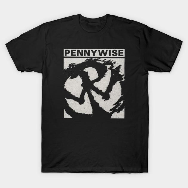 

Men Black Print T-shirt Pennywise Band No-Cut Transfer Paper Print Cotton Tshirt 3XL чорний