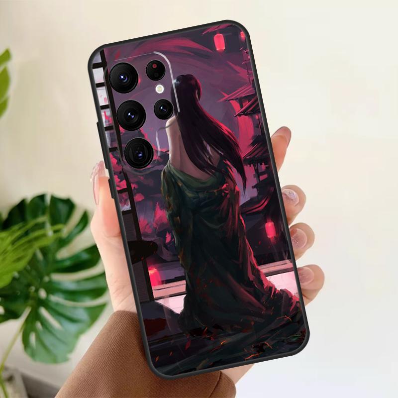 Samurai Warrior Geisha Soft Case For Samsung Galaxy S25 S24 S23 S22 S21 Ultra S9 S10 Plus S23 FE S24 FE Phone Cover