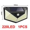 220LED Outdoor Solar Lights Waterproof Motion Sensor Wall Lamp 3 Lighting Modes Solar Powered Street Light for Yard Garden Decor