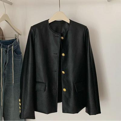 Spring-Autumn Women's Black Jacket In High-Grade PU Leather, Casual Loose Fit Coat with Street Style Fashion Featuring Trendy Vibes