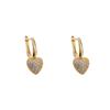 Gold-Plated Inlaid Heart Earrings: Elegant French Retro Studs for Women