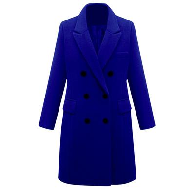 Medium and Long Plus Size Woolen Women's Coat Double-breasted Woolen Jacket