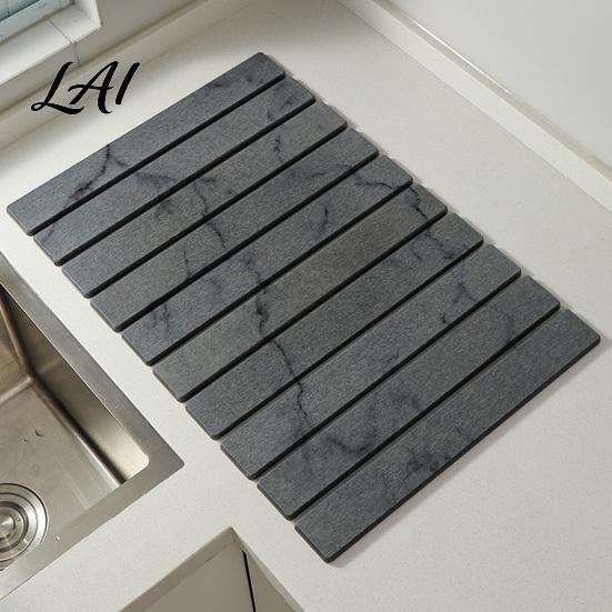 Foldable Kitchen Sink Organizer Diatomaceous Dish Drying Mat Collapsible Absorbent Drain Pad Large Capacity Rack Heat Resistant Multipurpose