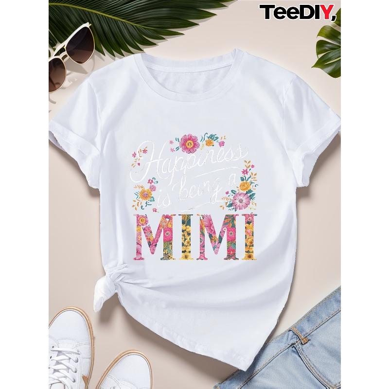 Women Sports Short Sleeve T-Shirt Mimi Floral Print Casual Sports Top
