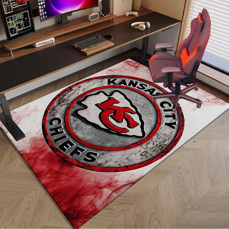 City Chiefs Emblem Printed Area Rug for Office, Chair Rug, Decorative Carpet Floor Mat, Large Size Fan gifts Christmas gifts