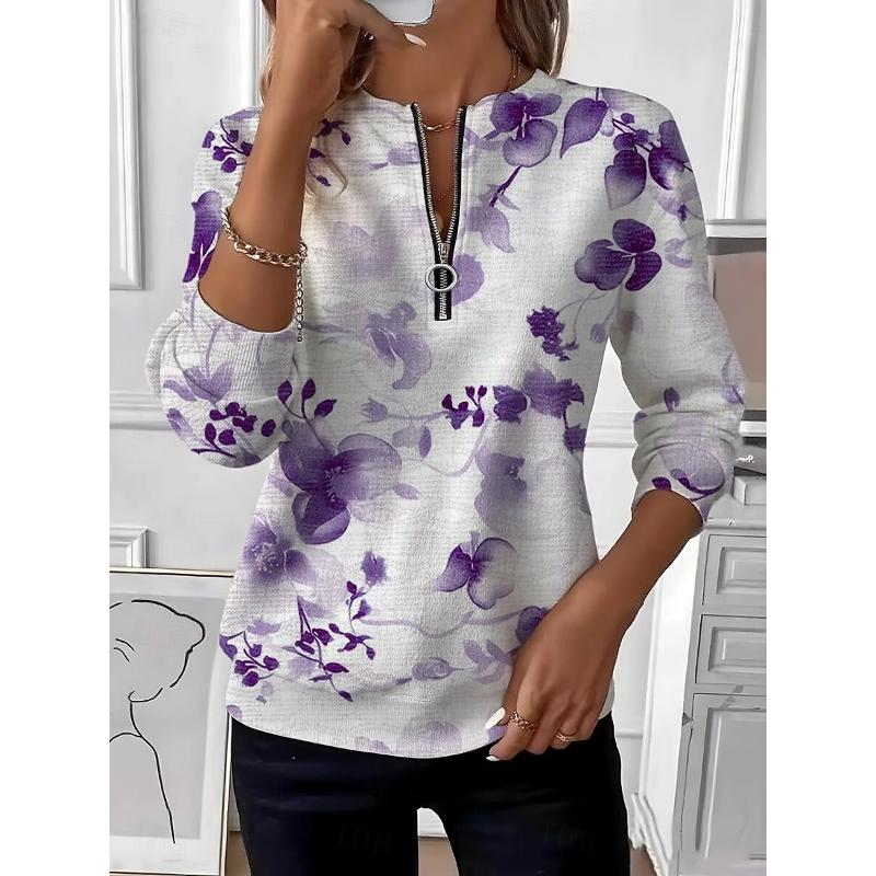 

Женский пуловер свитшот с цветочным графическим принтом, модный, повседневный, с длинным рукавом, круглым вырезом, обычный топ, уличный 2XL