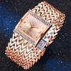 Ladies Square Dial Quartz Watch with Rhinestone Accents Stainless Steel Band Elegant Design Durable Timepiece for Everyday Use