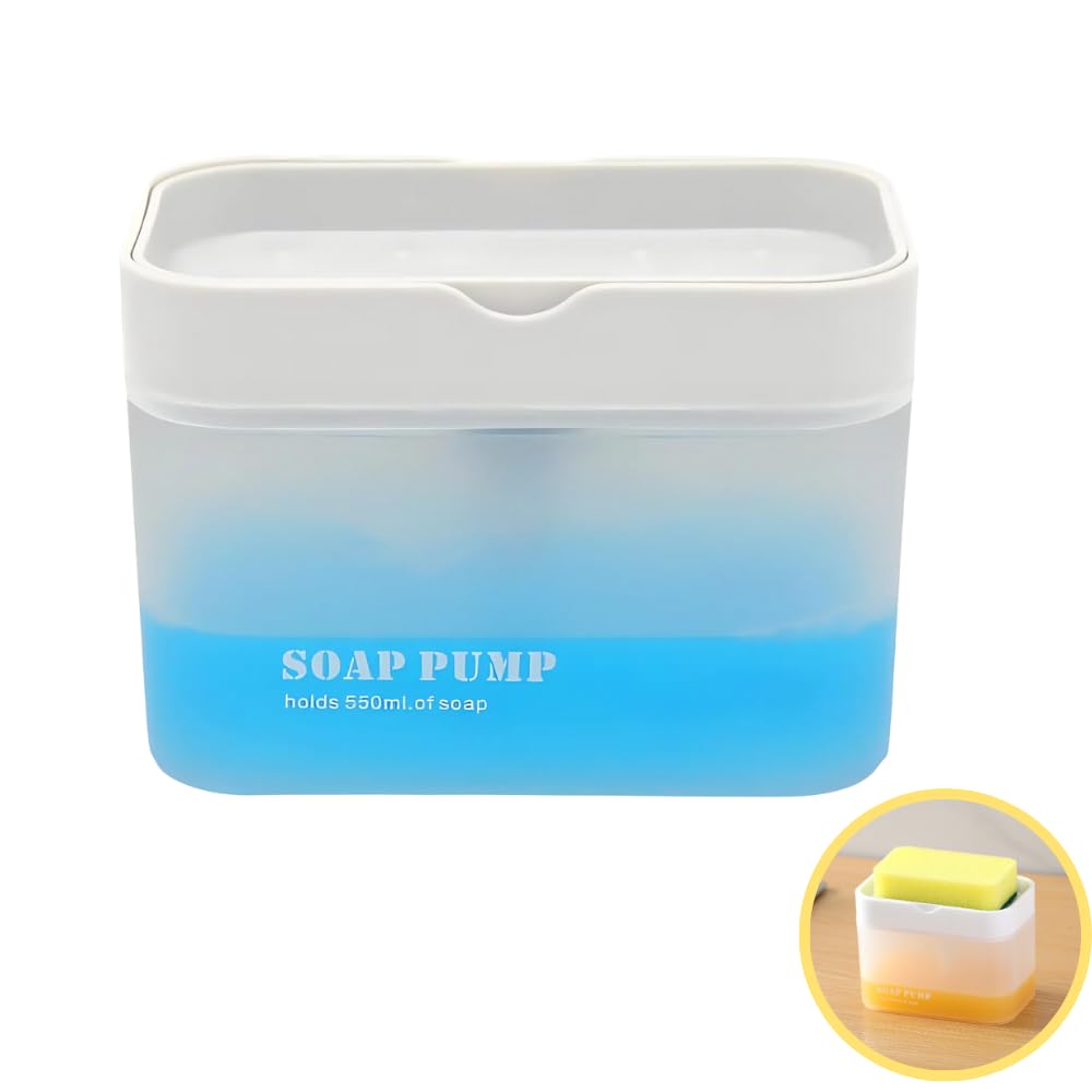 

Senfuu Дозатор моющего средства Держатель губки Моющее средство Чехол для мытья посуды Кухня Управление одной рукой Одно нажатие Гигиеничный белый