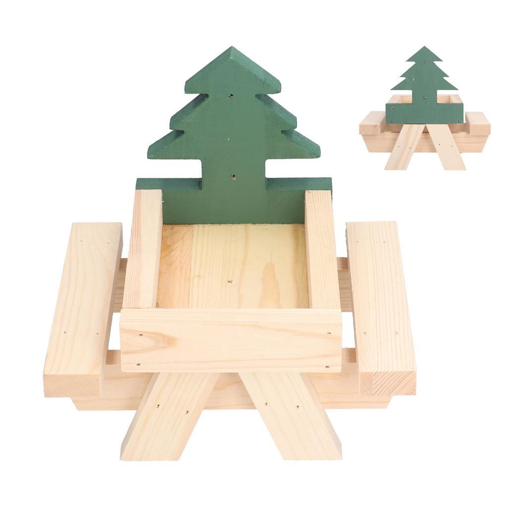 Squirrel Picnic Table Wooden Funny Squirrel Feeder with Corn Cob Holder for Outdoor