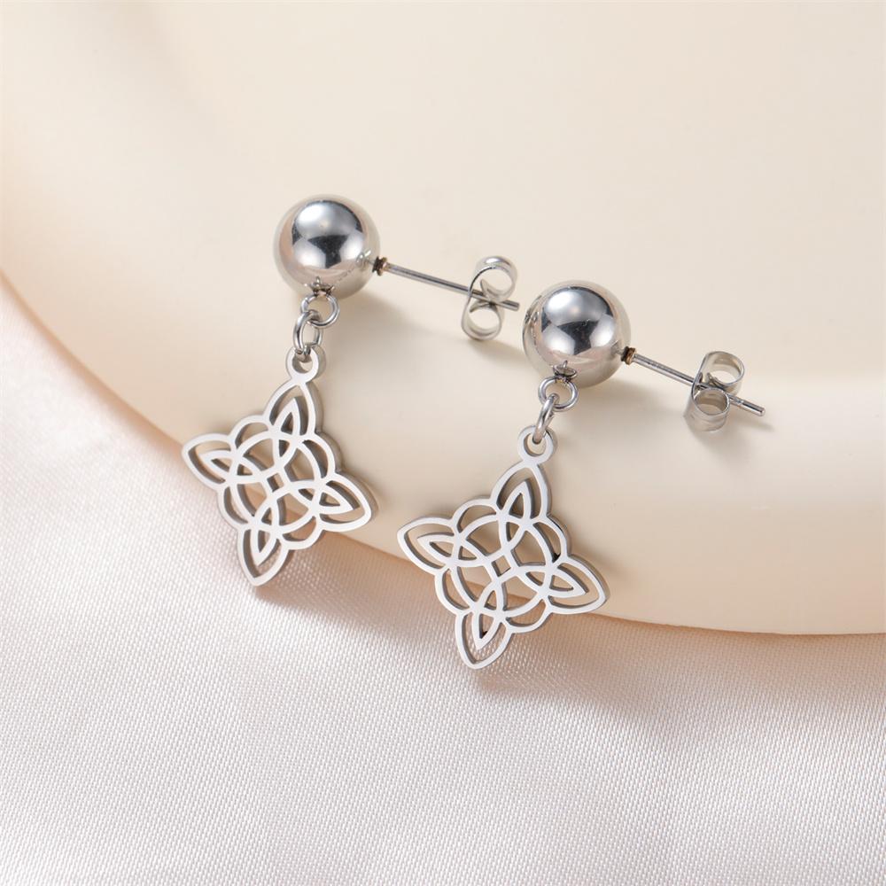 My Shape Witches Knot Earrings Stainless Steel Stud Earrings Women Witchcraft Drop Earrings Jewelry Celtics Irish Knot Amulet