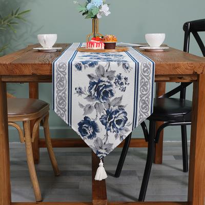 Tischläufer mit neoklassischer Stickerei und Quaste, Tischdecke, Couchtisch-Dekoration, Bettfahne
