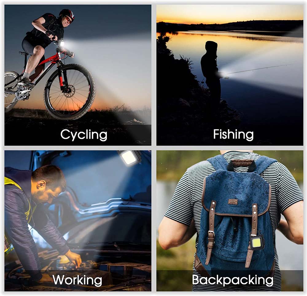 New Mini LED Working Light Multifunctional Glare COB Keychain Light Rechargeable Portable Flashlight Outdoor Camping Light