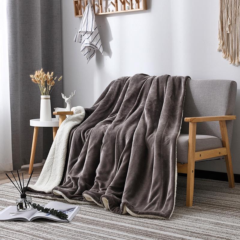 New Lamb Fleece Blanket - Solid Color, Double-Layer, Thickened Flannel for Children