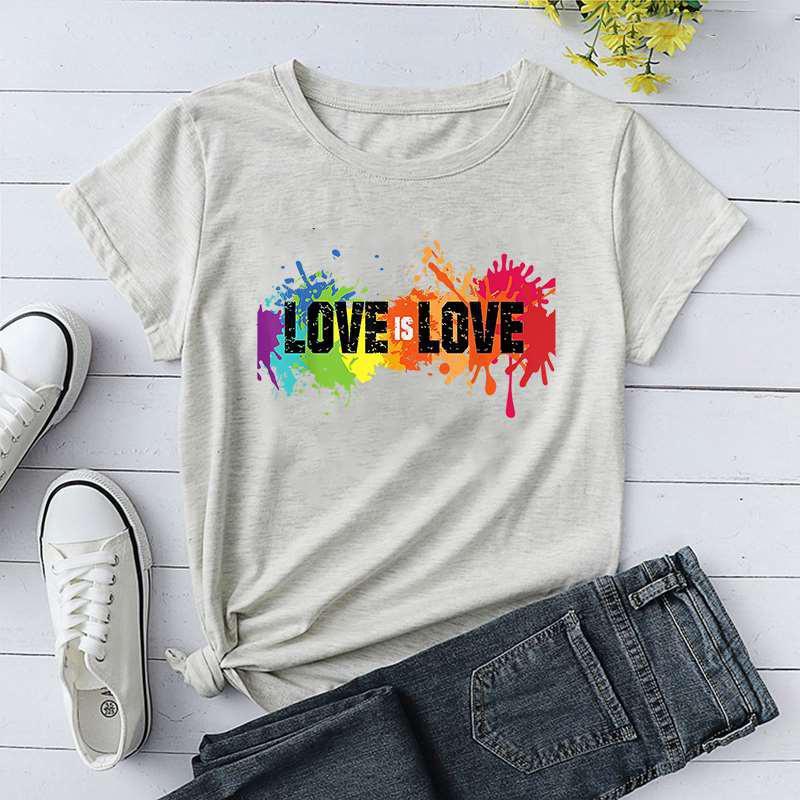 

ЛГБТ-футболки з принтом «Любов — це любов» для жінок, літні чудові повсякденні футболки з круглим вирізом і короткими рукавами, жіночі креативні персоналізовані футболки XS