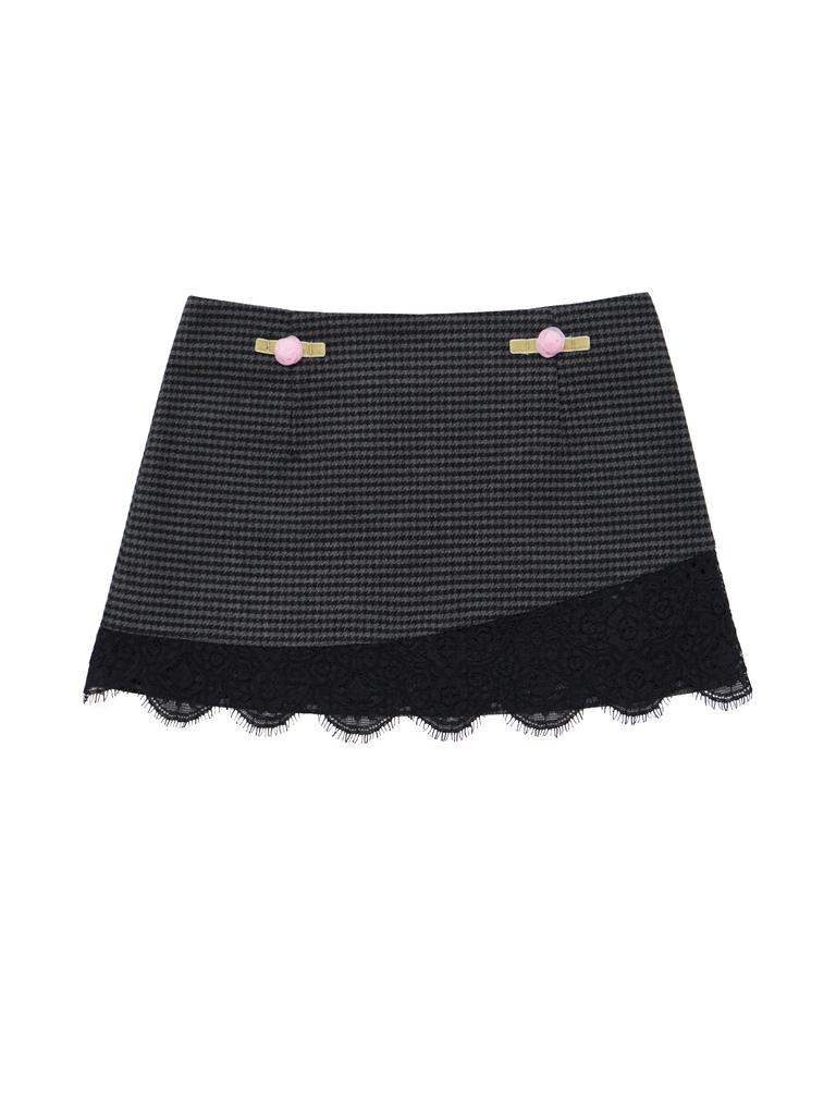 Hety Mini Houndstooth Rose Skirt (Gray)