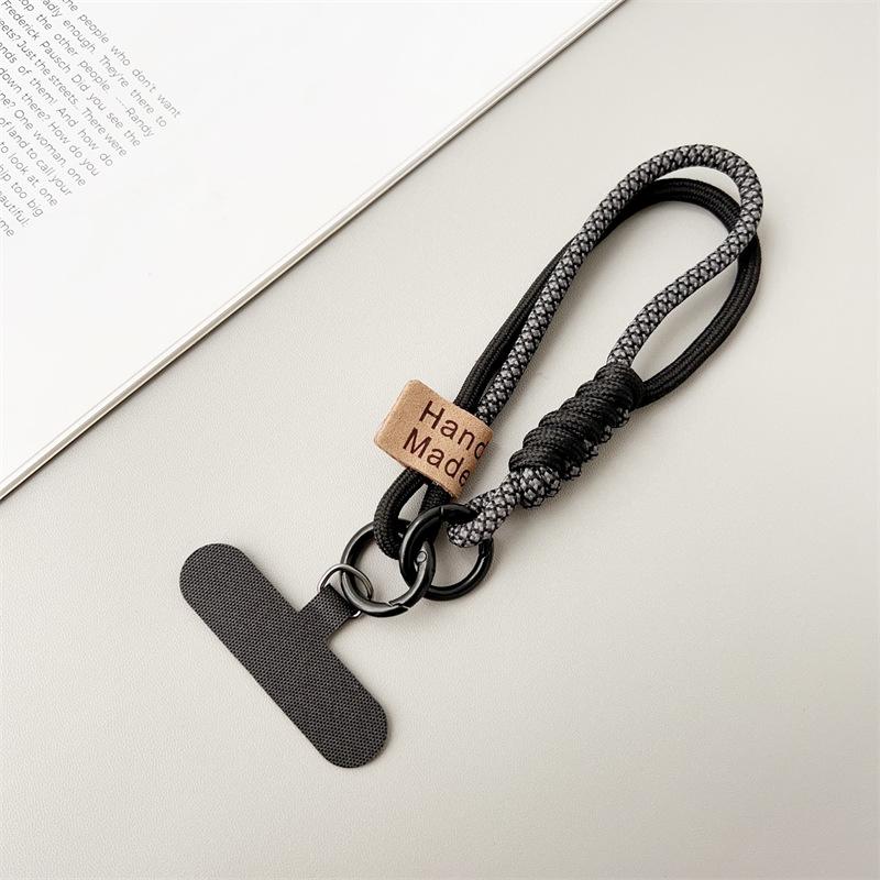 New Short Phone Lanyard With British Style Contrasting Color Weaving and Fashionable Smiling Face Wrist Strap for Phone Cases
