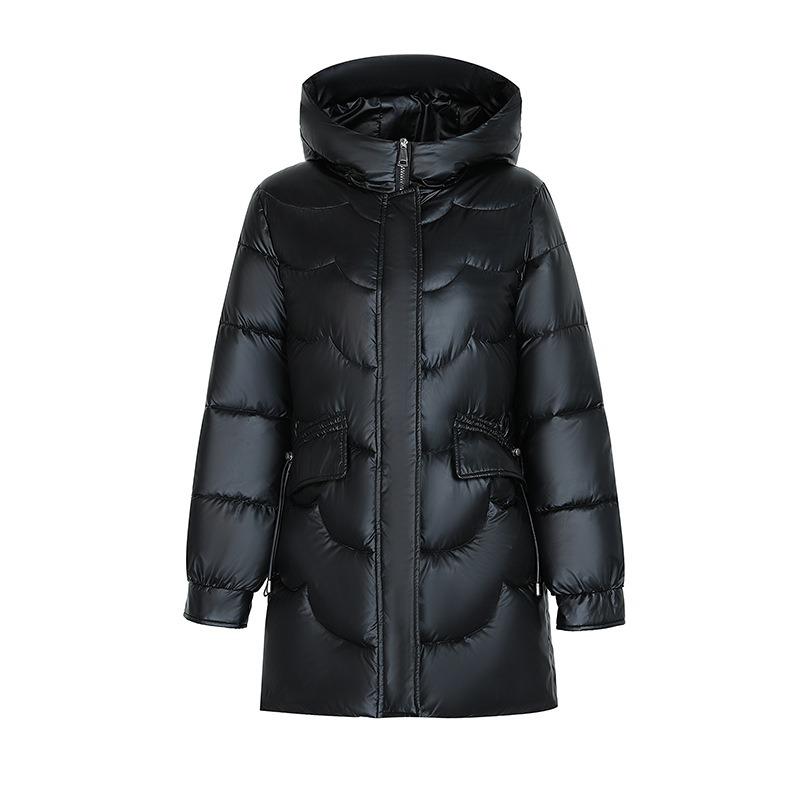 Glossy leave-in down cotton-padded jacket women's medium and long loose winter jacket cotton-padded jacket new trendy