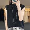 Women T-shirt Vest Wool Tank Summer Knitted T-shirt Sleeveless Basic Tees Knit Top O-neck Female