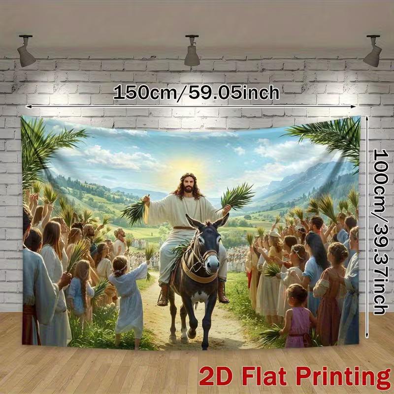 

2D Jesus Entering Jerusalem Background Banner for Religious Events 47.2x31.5inch/120*80cm